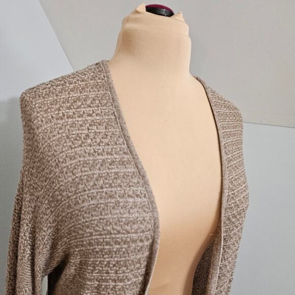 Chico's Cocoon Taupe Marled Open Knit Long Cardigan Duster Sweater Medium - Picture 8 of 10